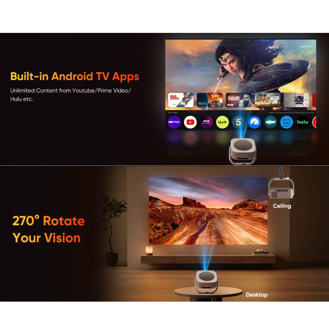 SUPERBOX P90 Max+ Android Projector – 800 ANSI Lumens, Android 15 & 4GB/64GB