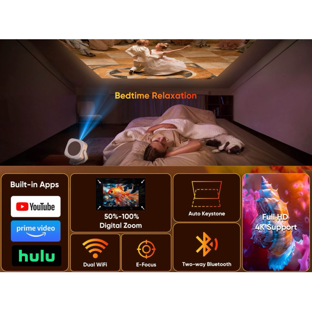 SUPERBOX P90 Max+ Android Projector – 800 ANSI Lumens, Android 15 & 4GB/64GB