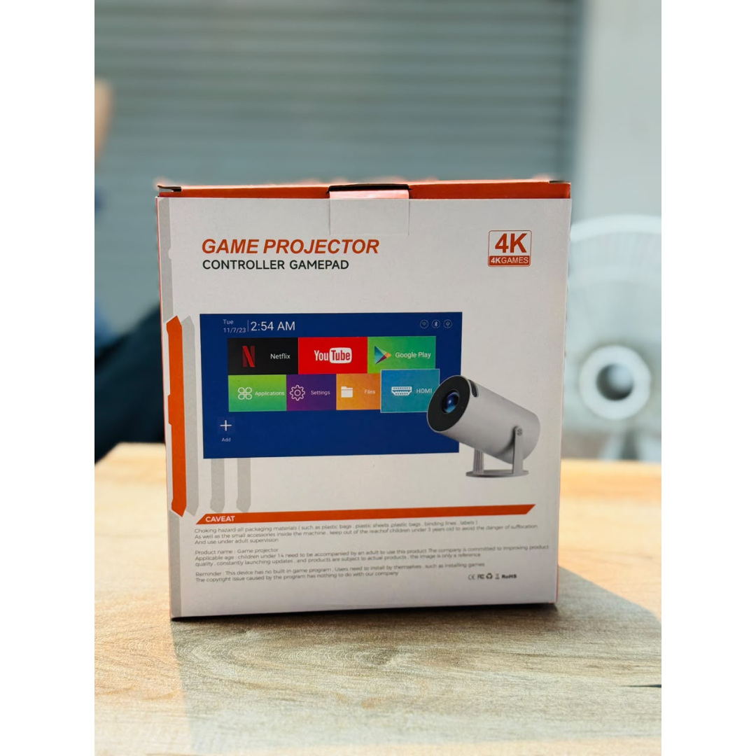 X10+ 4K Android Gaming Projector with Dual Joysticks – Wi-Fi 6E, YouTube, Netflix & IPTV