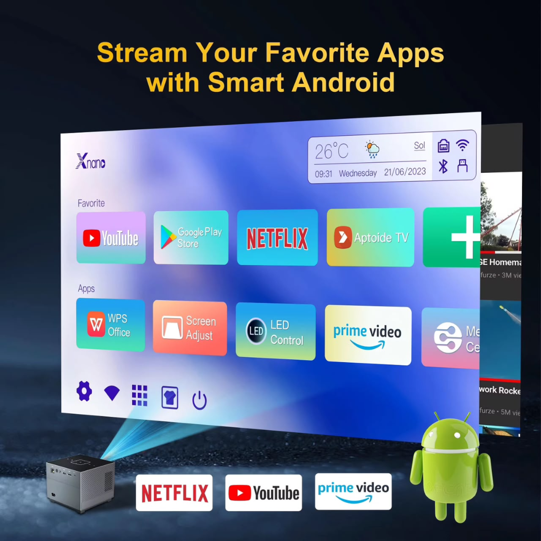 XNANO X3 Mini Smart Projector – Native 1080P, 4K/8K Decoding, Android 11 & 400" Display