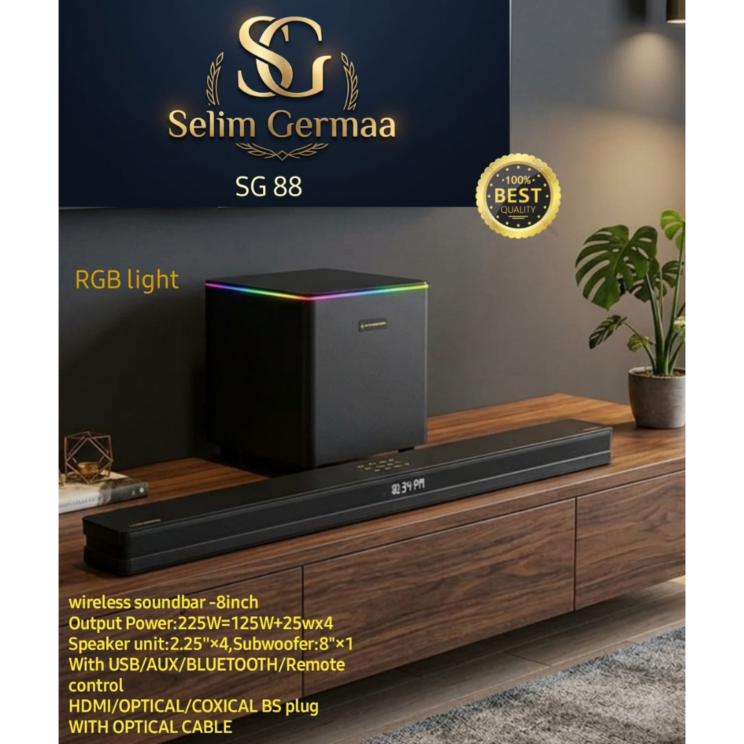 Premium Wireless Bluetooth Soundbar – High-Quality Audio, Heavy Bass & Premium Design