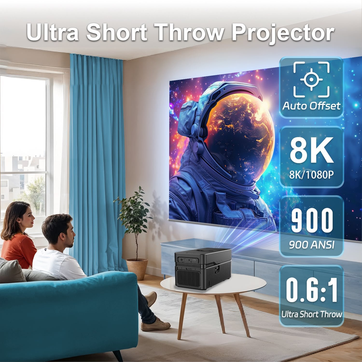 HY450 Pro 900 ANSI Android 14 4K Supported Short Throw Projector