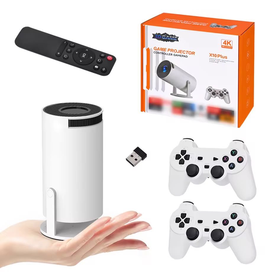X10+ 4K Android + Gaming Projector with Dual Joysticks – Home Cinema & Gaming Experience