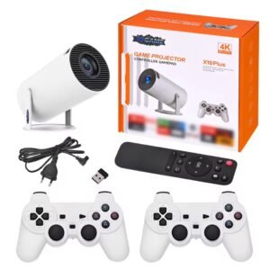 X10+ 4K Android + Gaming Projector with Dual Joysticks – Home Cinema & Gaming Experience