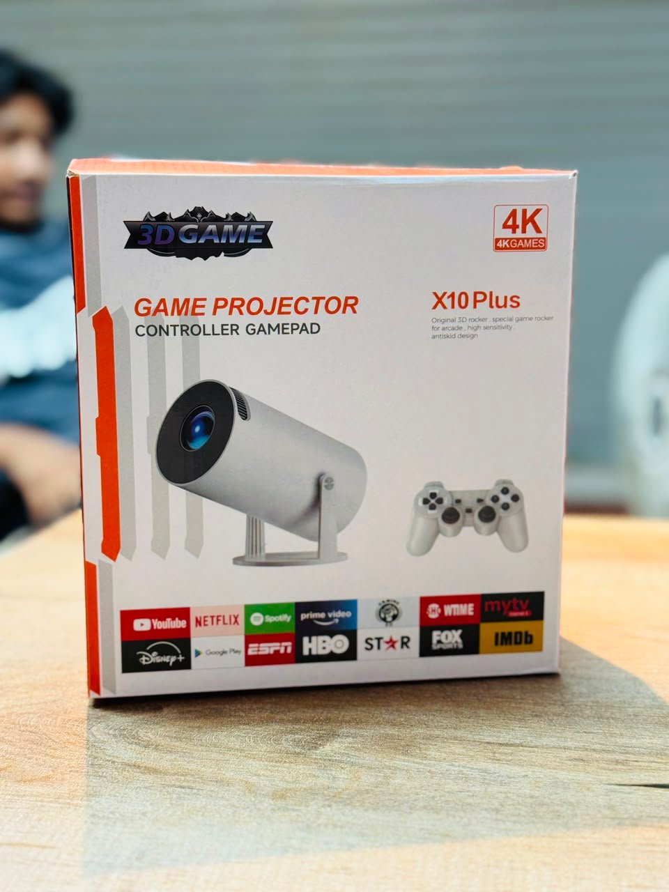 X10+ 4K Android + Gaming Projector with Dual Joysticks – Home Cinema & Gaming Experience