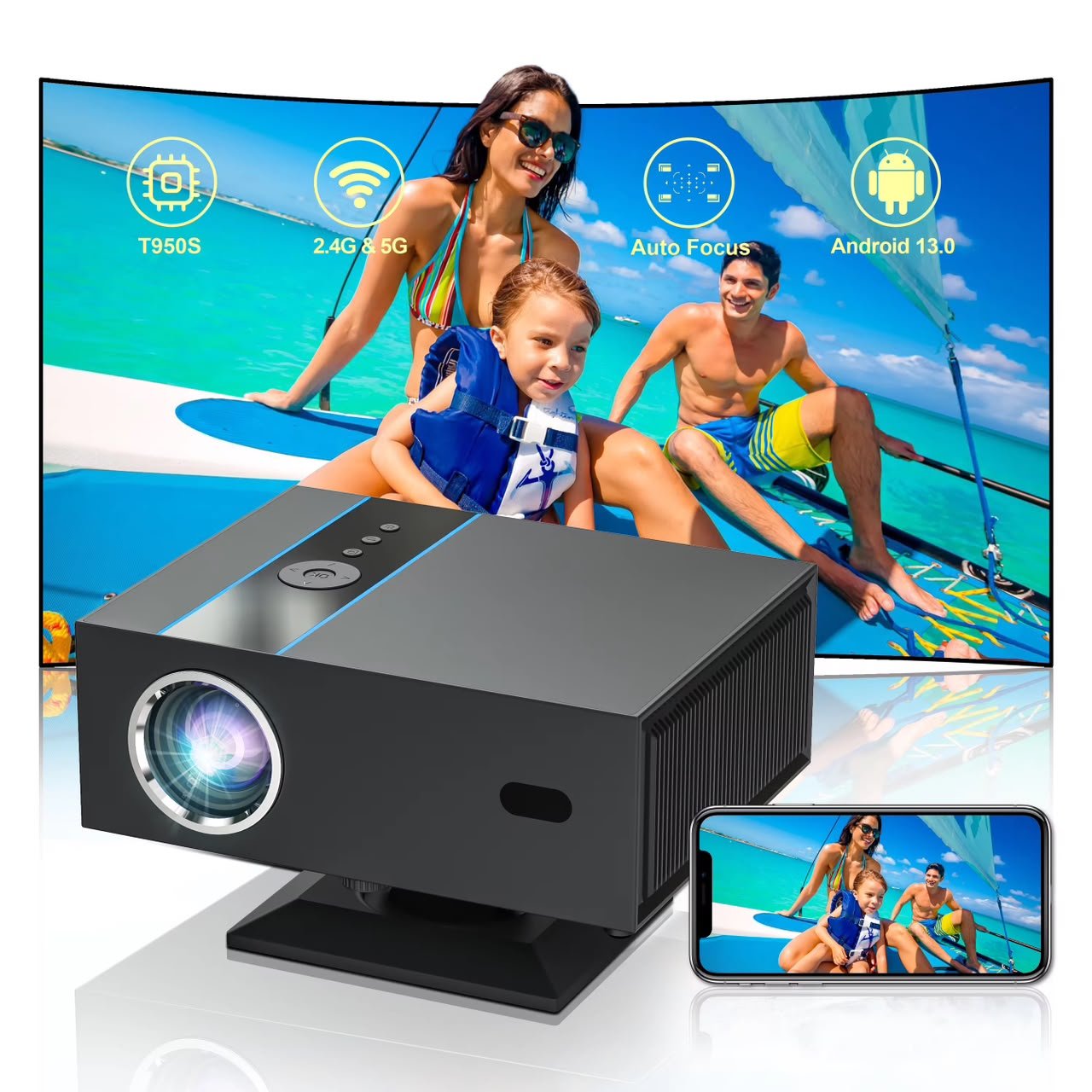 XNANO X6 Google TV Version Smart Projector – 1080P Full HD, 4K Support, Auto Focus & 700 ANSI Lumens