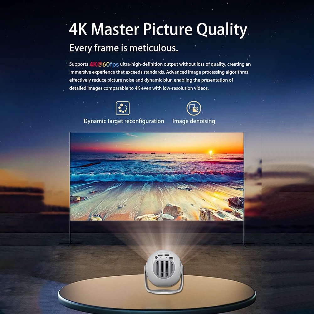 TP360 1080P Smart Projector – 450 ANSI Lumens, Android 14, WiFi 6, Bluetooth 5.4 & Portable Design