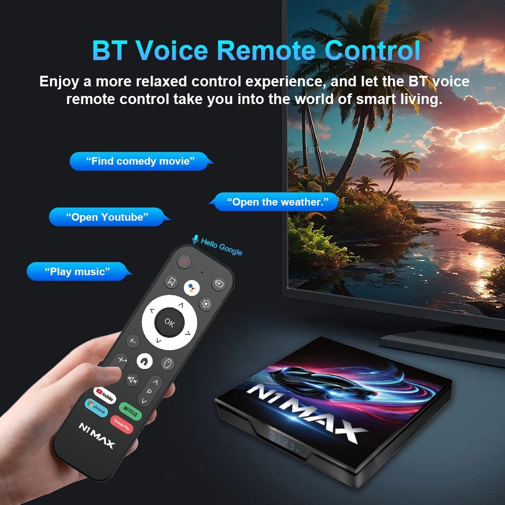 N1 Max 4K Android TV Box – 4GB RAM, 64GB Storage Support, Android 15 & WiFi 6E