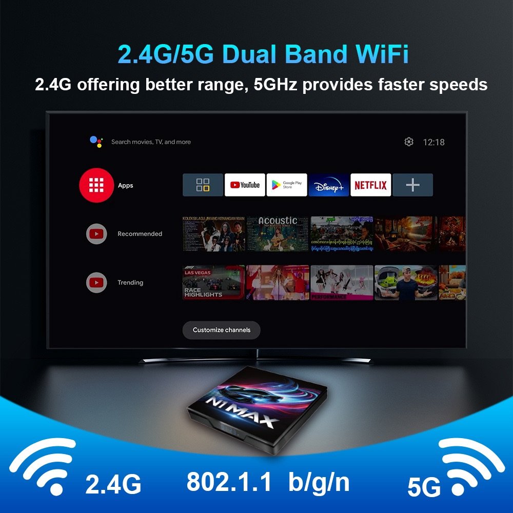 N1 Max 4K Android TV Box – 4GB RAM, 64GB Storage Support, Android 15 & WiFi 6E