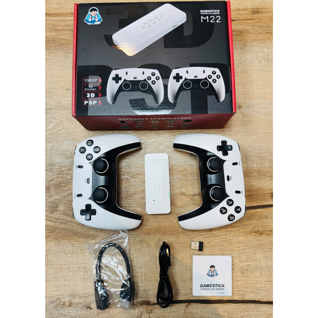 M22 64GB Gaming Stick – 40,000+ Games, 52+ Emulators & Dual Wireless Controllers